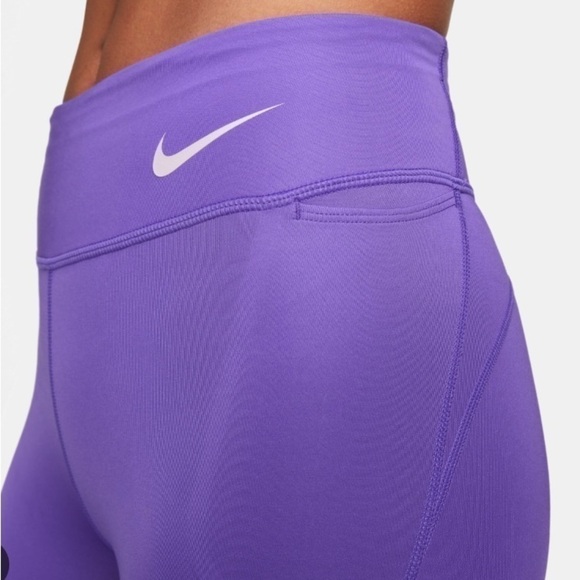Nike Retro Run Women's 7/8 Mid-Rise Running Leggings with Pockets - Purple Sz M - Picture 5 of 11